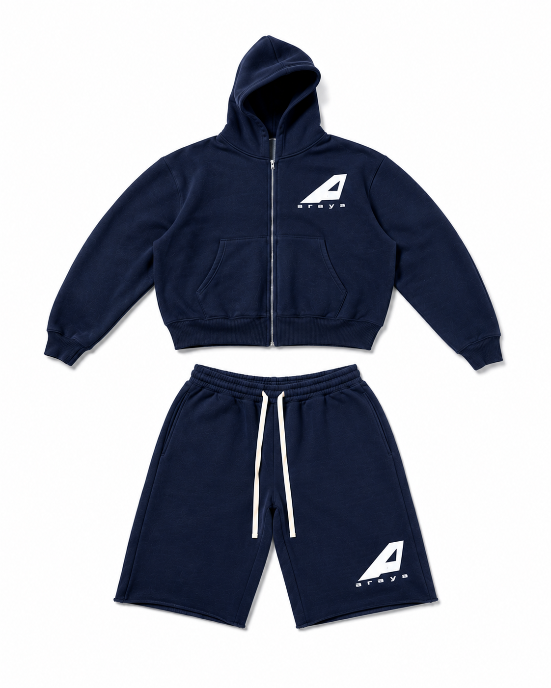 Araýa Navy Blue & White Short Set